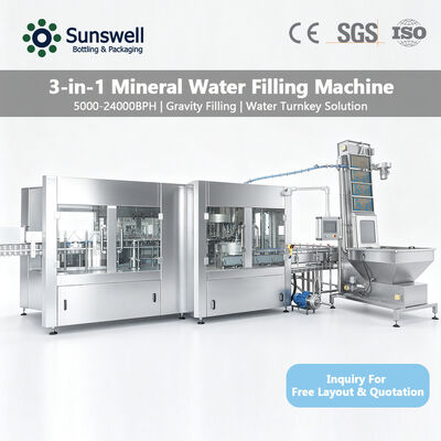 Yüksek Hızlı 24000bph 500ml Mineral Su Şişeleme hattı Tam Su Doldurma Ekipmanı